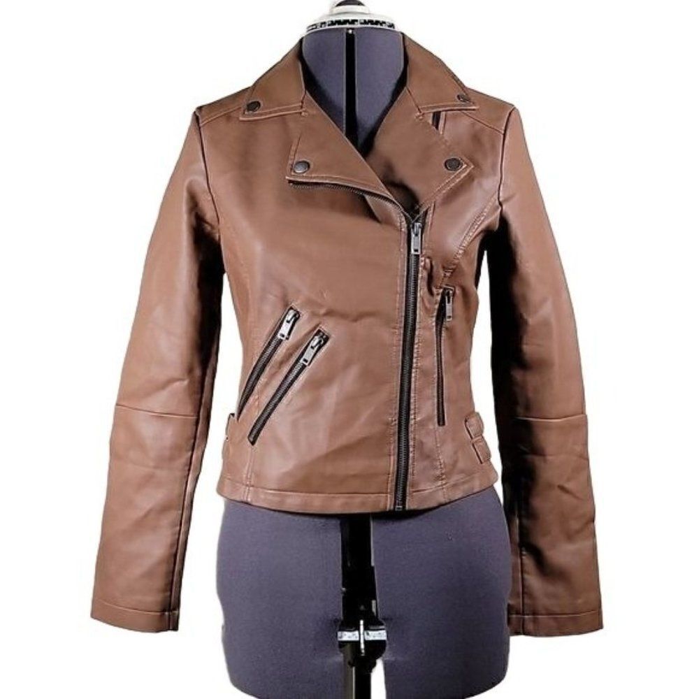CoffeeShop Juniors' Faux-Leather Moto Jacket Sz XXL